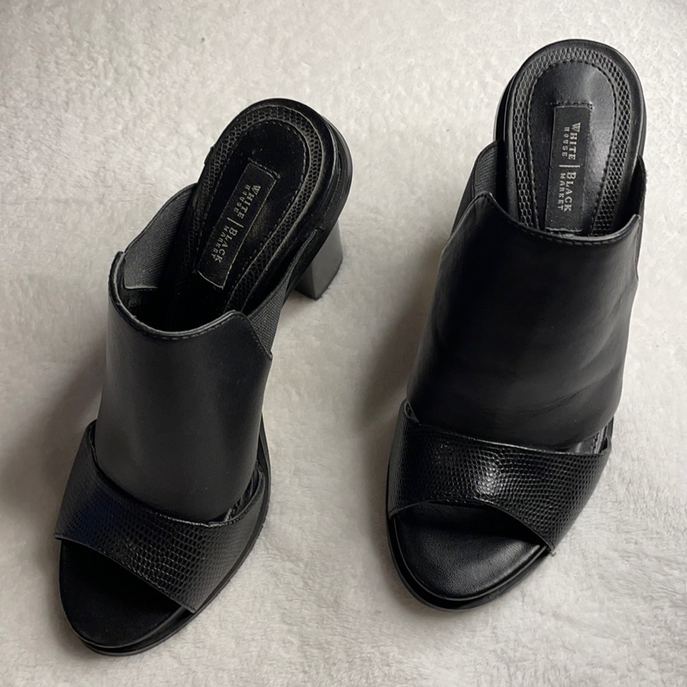 White House Black Market black leather heels.
